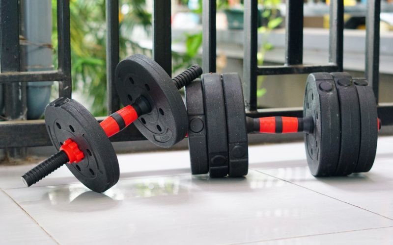 home gym equipment with dumbbells