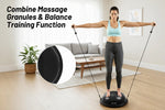Woman using textured balance ball for exercise at home, demonstrating balance and stability