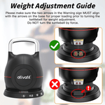 Weight adjustment guide for Ativafit Adjustable Kettlebell 5-44 lbs showing proper alignment for safe and easy use during workouts.