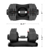 Flare Adjustable Dumbbell - Ativafit 88 lbs with dimensions 15.9'' x 9.4'', showcasing compact size for home fitness and easy storage.