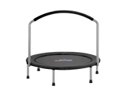 Black trampoline with handle on a white background