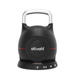 Front view of Ativafit Adjustable Kettlebell 5-44 lbs showing weight dial and sleek compact design for versatile home workouts.