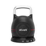 Front view of Ativafit Adjustable Kettlebell 5-44 lbs showing weight dial and sleek compact design for versatile home workouts.