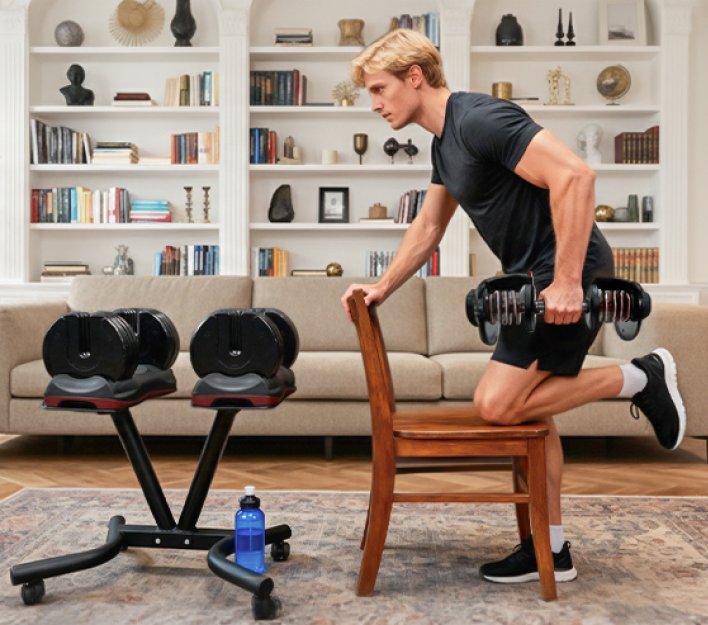 Atlas Dumbbell Stand for organized home gym setup