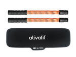 Black and orange spring ropeless battle ropes with 'ativafit' branding on a white background
