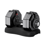 Flare Adjustable Dumbbell - Ativafit 88 lbs with visible weight dial and sturdy base, perfect for versatile strength training routines.