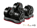 Pair of Ativafit 66 lb adjustable dumbbells on a white background with certification logos.