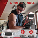 Close-up of Ativafit Lava Dumbbellâs soft, non-slip honeycomb handle, designed for comfort and odor resistance during workouts.