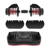 Exploded view of Ativafit Lava 66 Lb Dumbbell Set showing internal components, adjustable plates, and base tray.