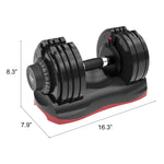 Lava 66 Lb Adjustable Dumbbell dimensions: 16.3 x 7.9 x 8.3 inches, ideal for space-saving home fitness setups.