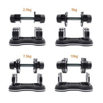 Weight adjustment levels of Spark Adjustable Dumbbells - Women Beginners | Easy Use, 27.5 Lbs from 2.5kg to 10kg for progressive strength training.