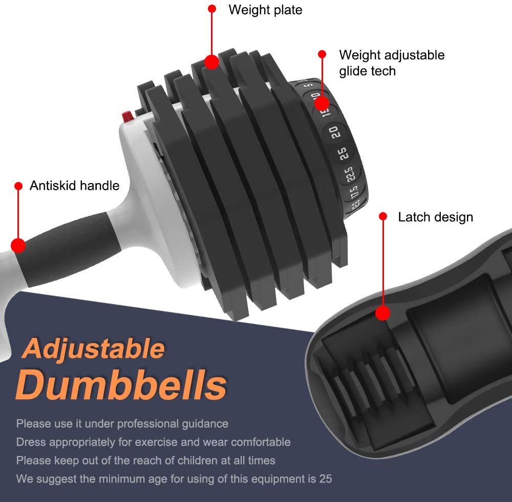55 Lbs Adjustable Dumbbell Set (Pair)