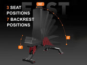 Man using adjustable workout bench with dumbbells in gym setting