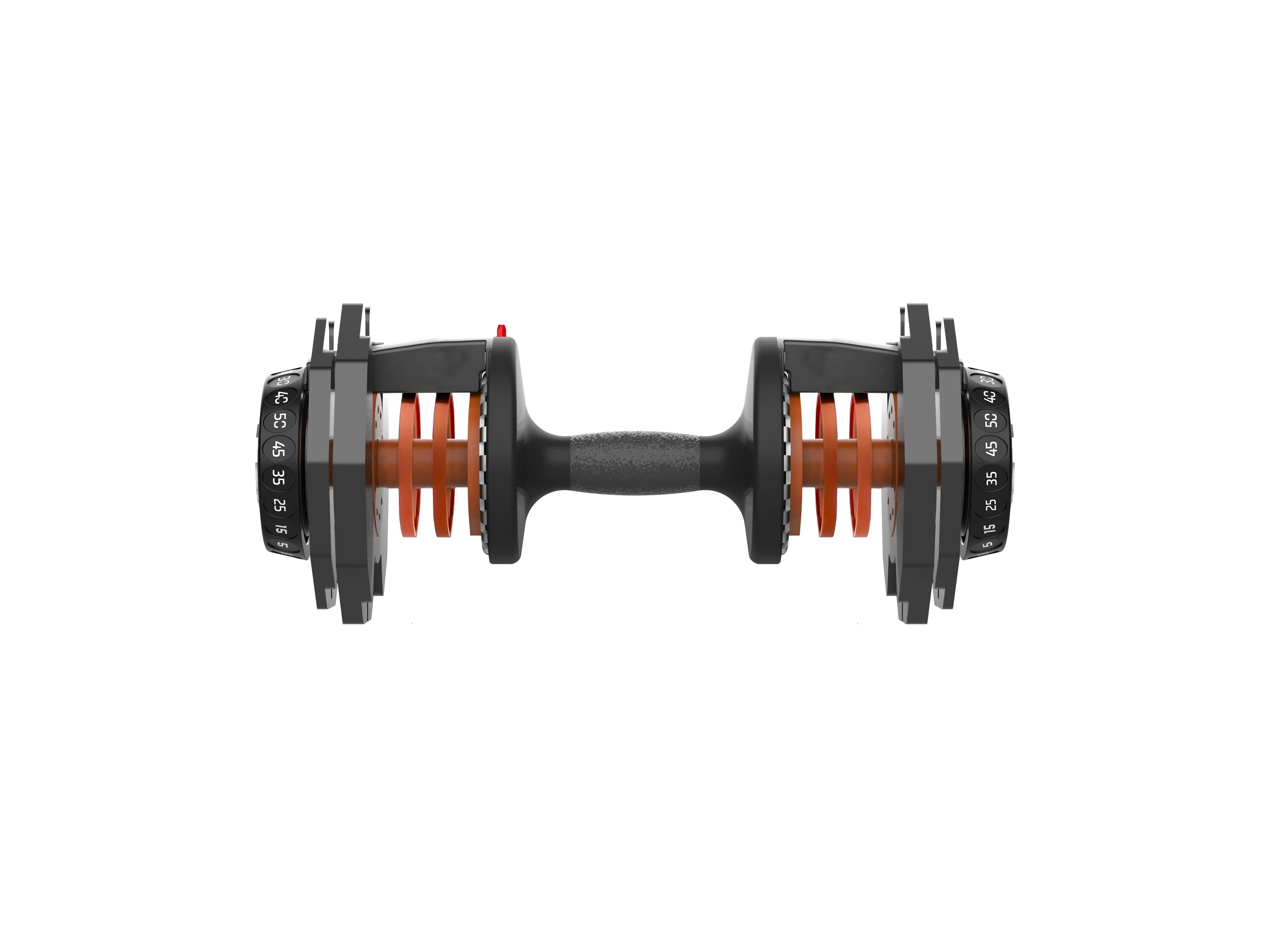 Pair of adjustable dumbbells handle on a white background