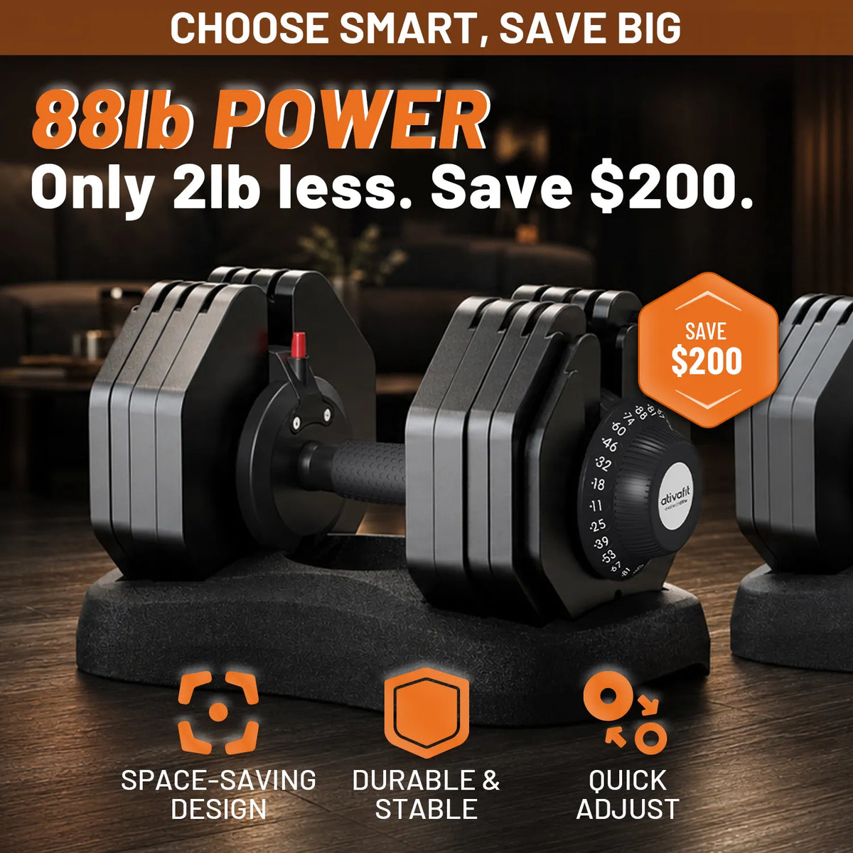 Flare 88 lb Adjustable Dumbbell Set | Ativafit