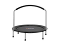 Black trampoline with handle on a white background