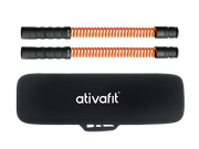 Black and orange spring ropeless battle ropes with 'ativafit' branding on a white background