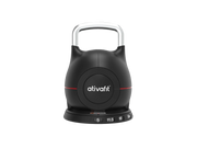 Black adjustable kettlebell with 'ativafit' branding on a white background
