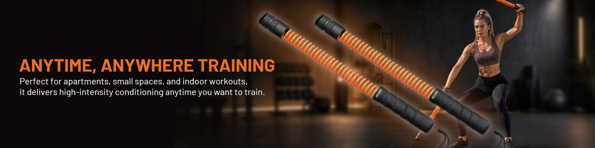 Ativafit Flare dumbbell banner with slogan 'Fuel For The Elite. Ignite Your Peak.'
