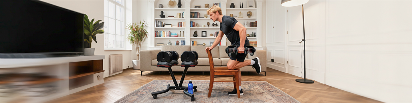 Atlas Dumbbell Stand for organized home gym setup