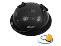 Black massage half balance ball with textured surface and black base for stability training