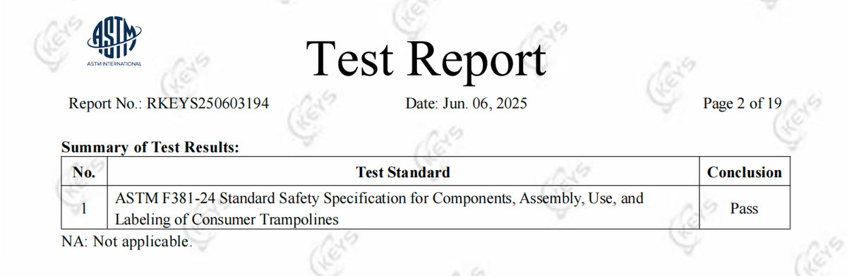 Preview of the trampoline laboratory test report