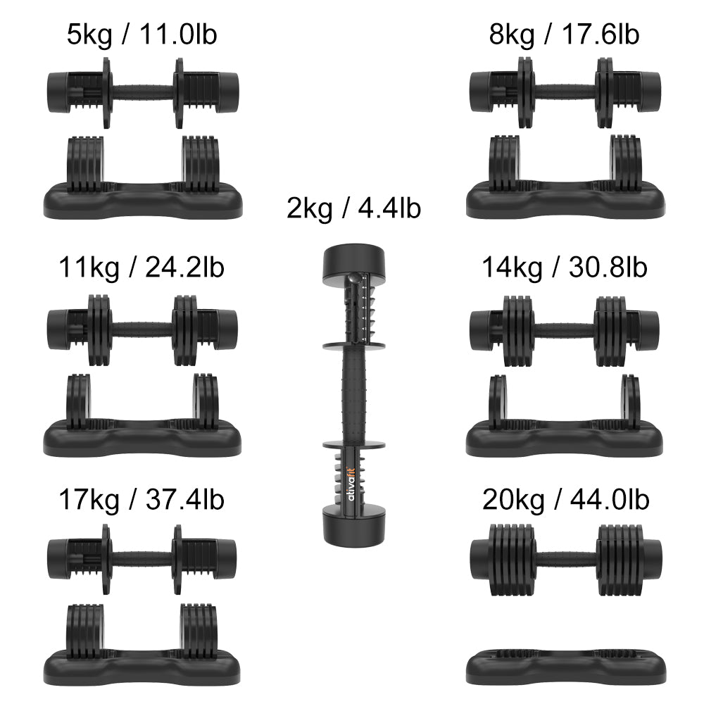 44 lbs Adjustable Dumbbell Set| Ativafit