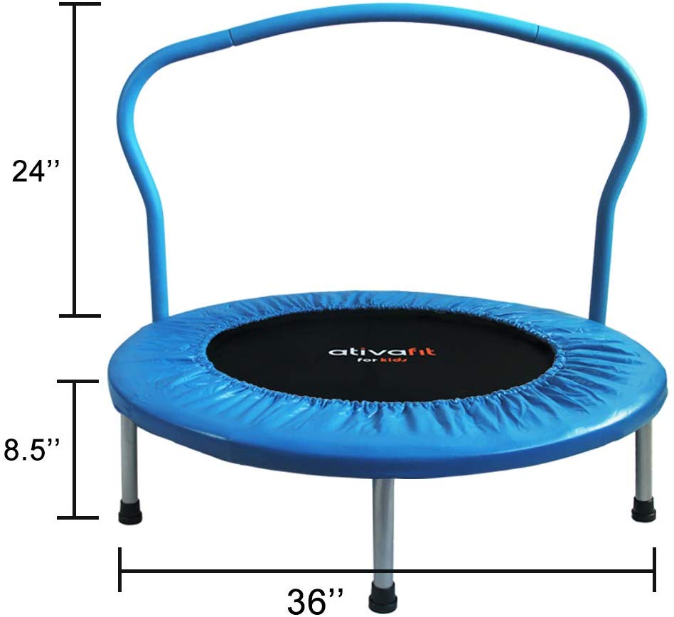 36-Inch Trampoline for Kids Mini Trampoline with Adjustable Handle and  Safety Padded Cover Foldable Toddler Trampoline Indoor & Outdoor Rebounder