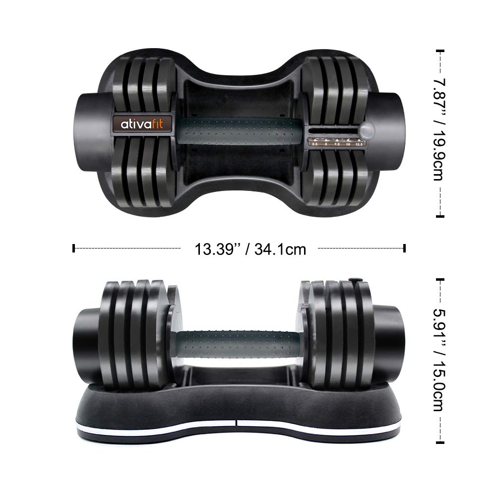 Ativafit Adjustable Dumbbell for Workout Strength Training Fitness Weight Gym (Single)