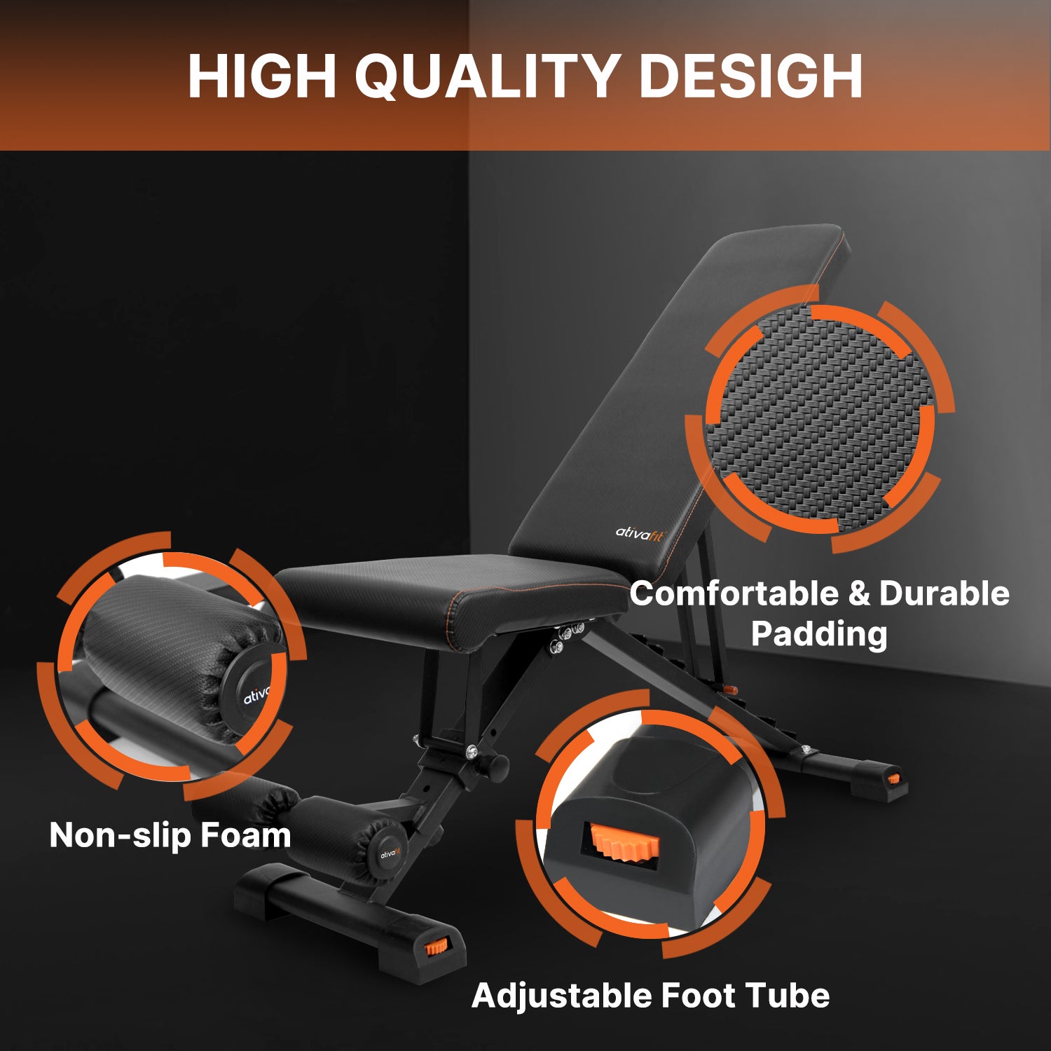 Ativafit Anchor Adjustable Multi-purpose Foldable Home Workout Bench